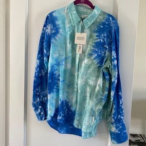 NWT Alex Mill standard button down tie dye linen size XL